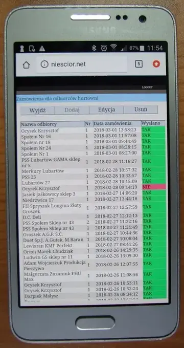 Internetowy dostęp handlowca — widok 2
