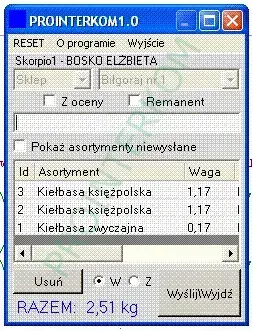 Ekran aplikacji — skanowanie pozycji