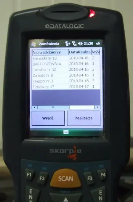 Kolektor danych wykorzystywany podczas kompletacji — widok 2